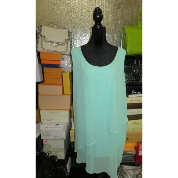 BOGO 4X Plus Size 26/28 Lane Bryant Teal Sleeveles Layered Draping Blouse - Picture 1 of 7